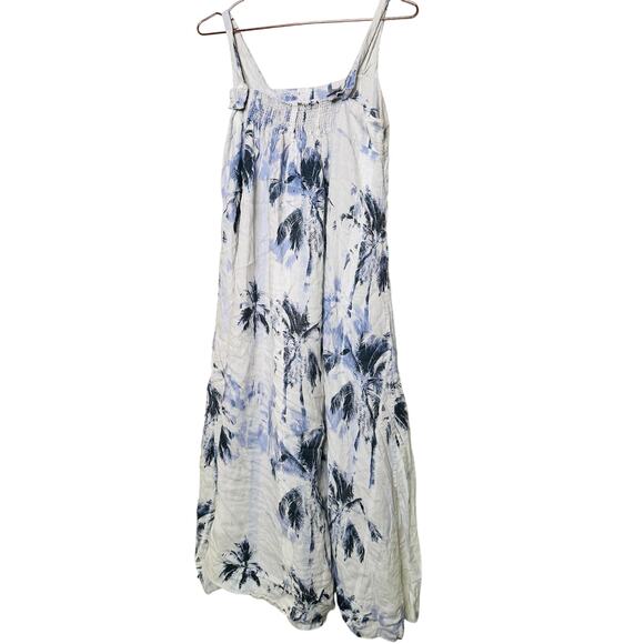 BOSS Blue Floral 100% Linen Open-Waist Square Neckline Summer Dress Size US 4 - Picture 8 of 16